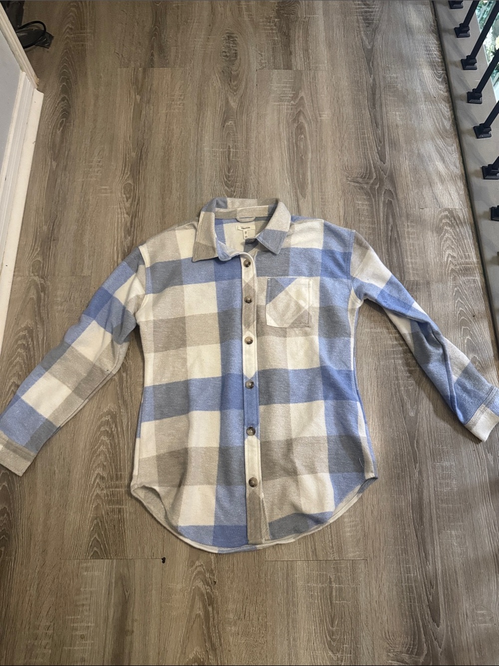 Maurice’s Blue and Gray Plaid Button-Up Shirt